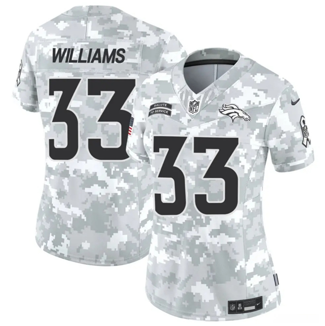 Women's Arctic Camo Denver Broncos #33 Javonte Williams 2024 F.U.S.E Salute to Service Limited Stitched Jersey(Run Small)